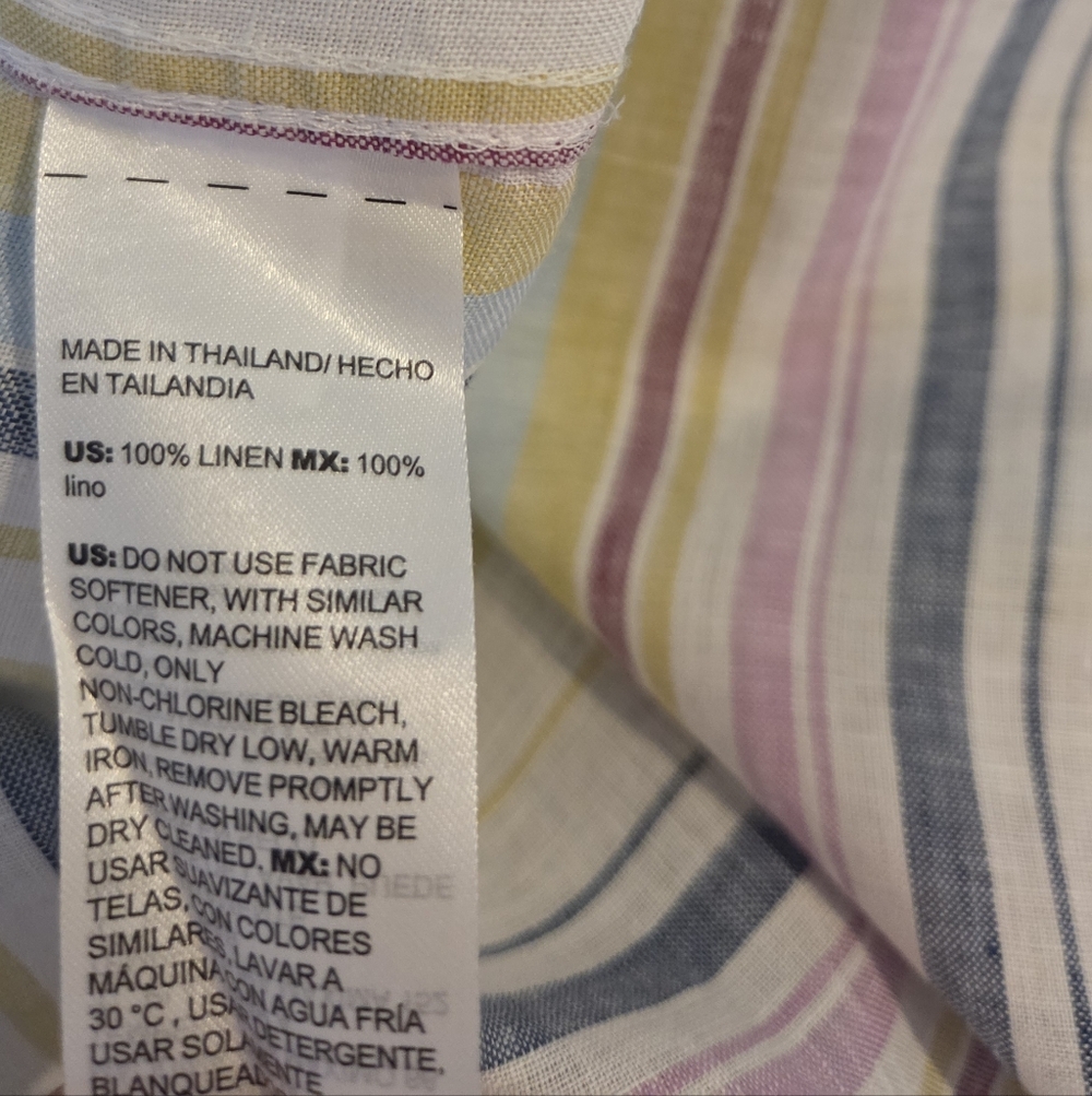 Women's Chico's Multi Stripe Linen Shirt, Size 8 - Picture 3 of 13